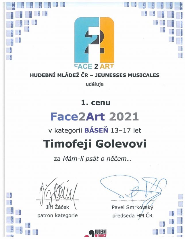 Úspěch v soutěži Face2Art 2021